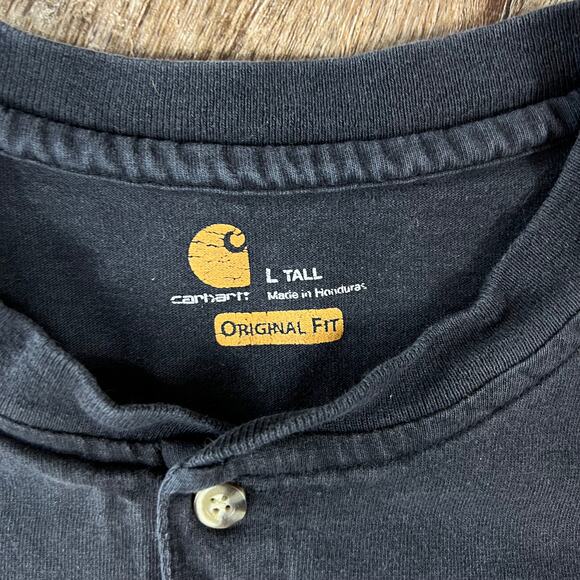 Carhartt Y2K Long Sleeve Faded Black Henley Shirt - Picture 4 of 6